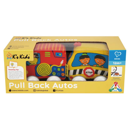 K’s Kids Toys K’s Kids Pull Back Autos - School Bus + Fire Engine