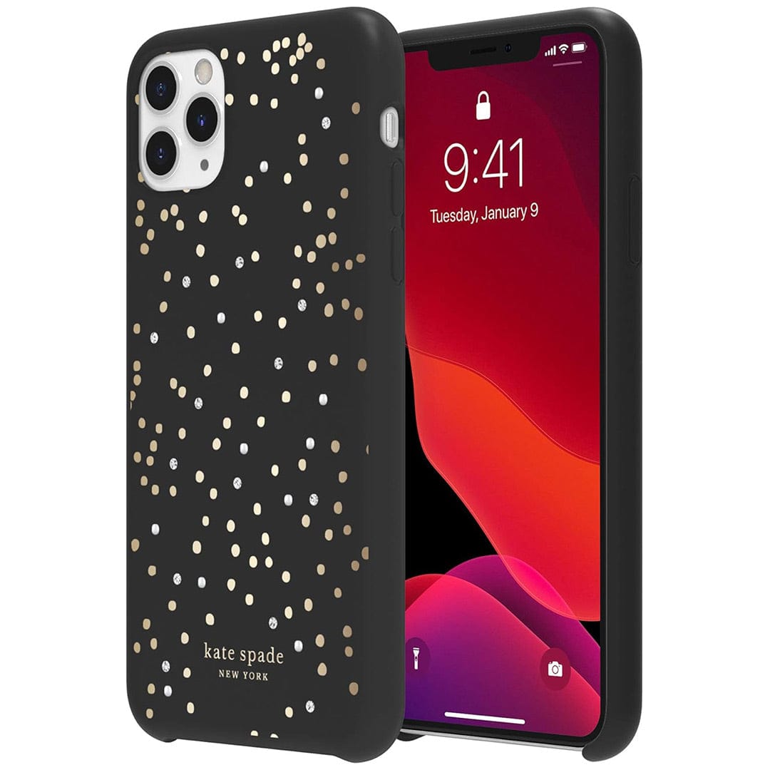 Kate Spade Phone Covers Kate Spade Protective Hardshell Case iPhone 11 Pro Max - Soft Touch Disco Dots Black