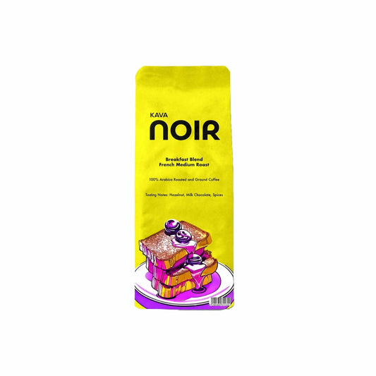 Kava Noir Breakfast Blend - French Medium Roast Ground Coffee 250g