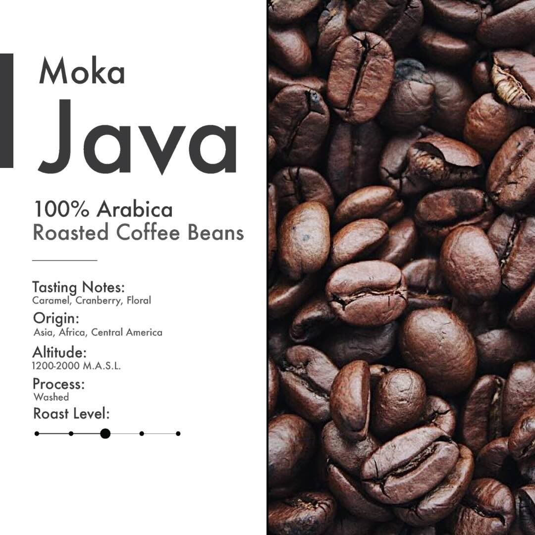 Kava Noir Moka Java Whole Coffee Beans 250g