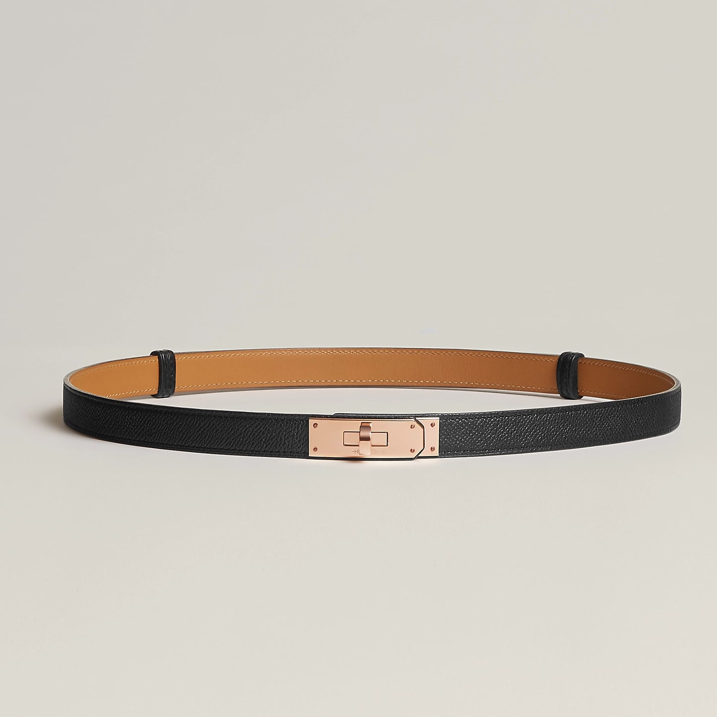 Hermes Kelly 18 Belt Rose Gold Hardware "Noir"