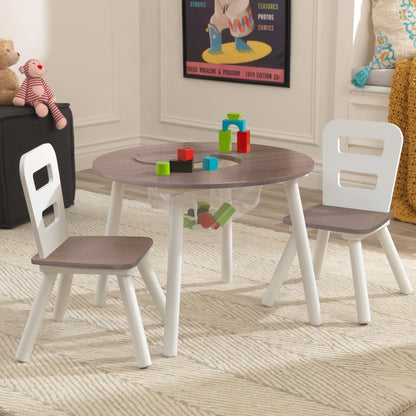 KidKraft Toys Kidkraft Round Storage Table & 2 Chair Set - Gray Ash