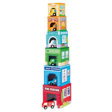 Lelin Toys Stacking Cube with 6 Vehicles