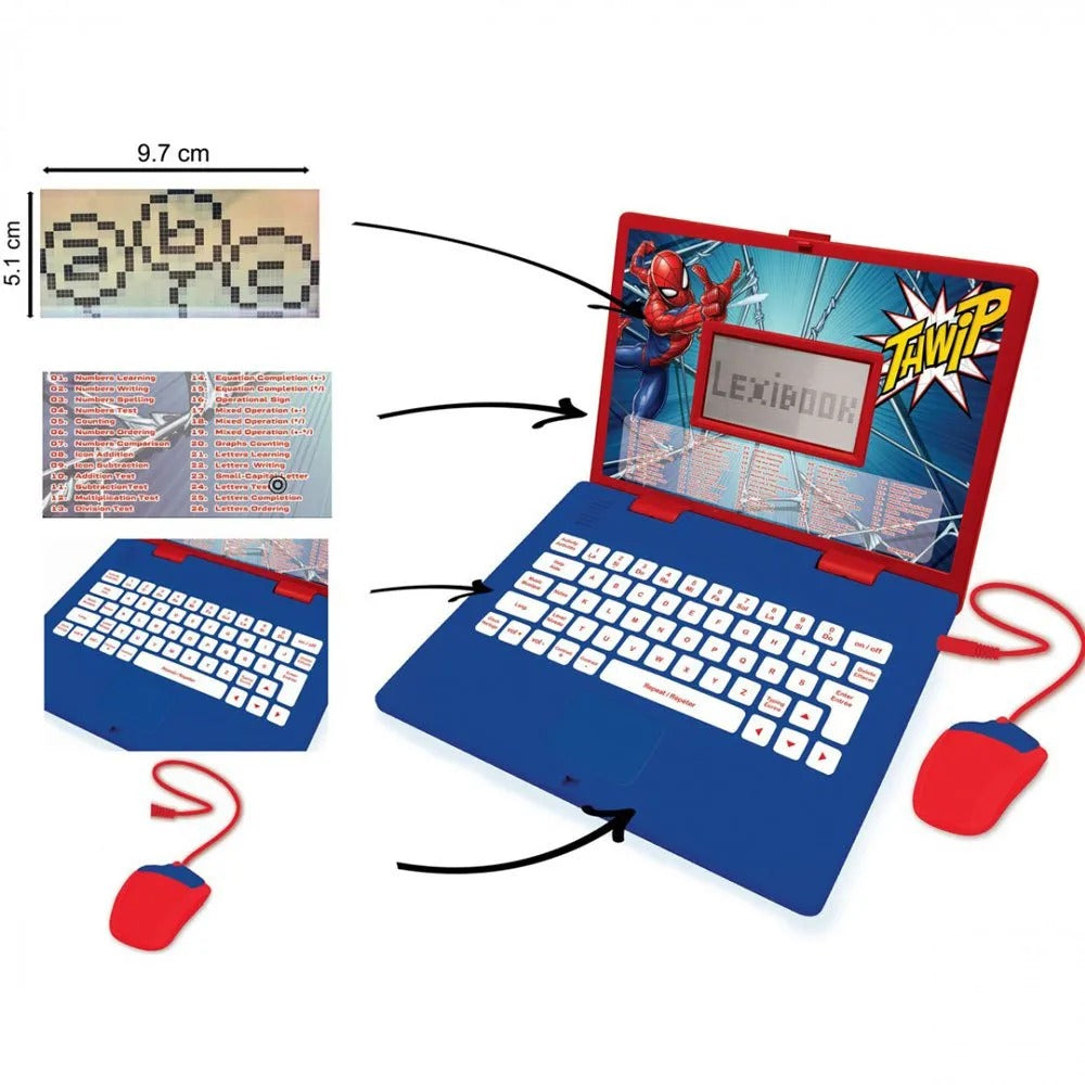 Lexibook - Spiderman Bilingual Educational Laptop Arabic/English