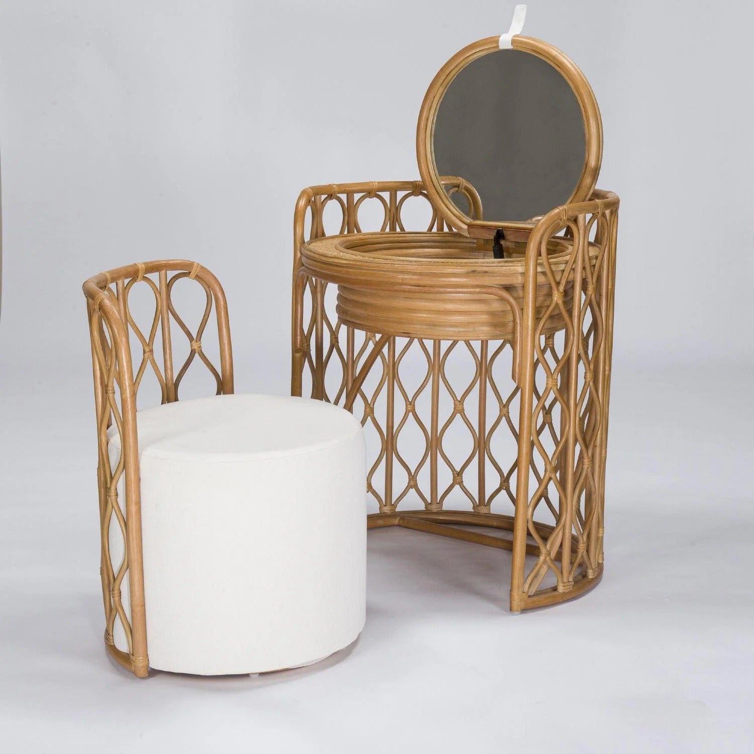 Ligna Home & Kitchen Rattan Vanity & Stool Set