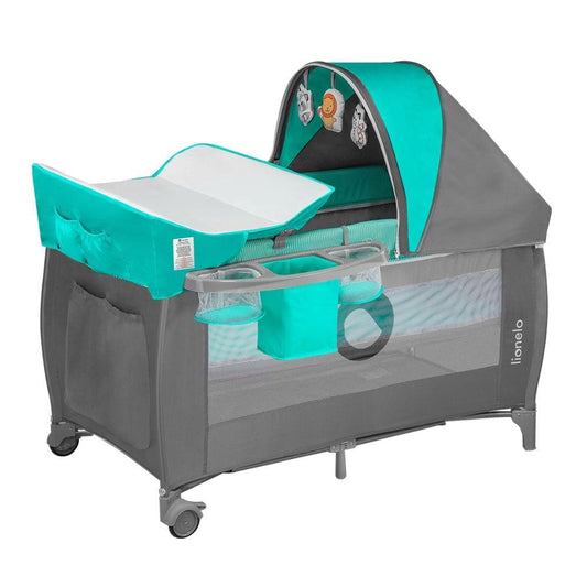 Lionelo Babies Lionelo Sven Plus 2 In 1 Travel Bed Playpen - Turquoise Blue