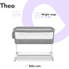 Lionelo Babies Lionelo Theo Adjustable Bedside Cot - Light Grey