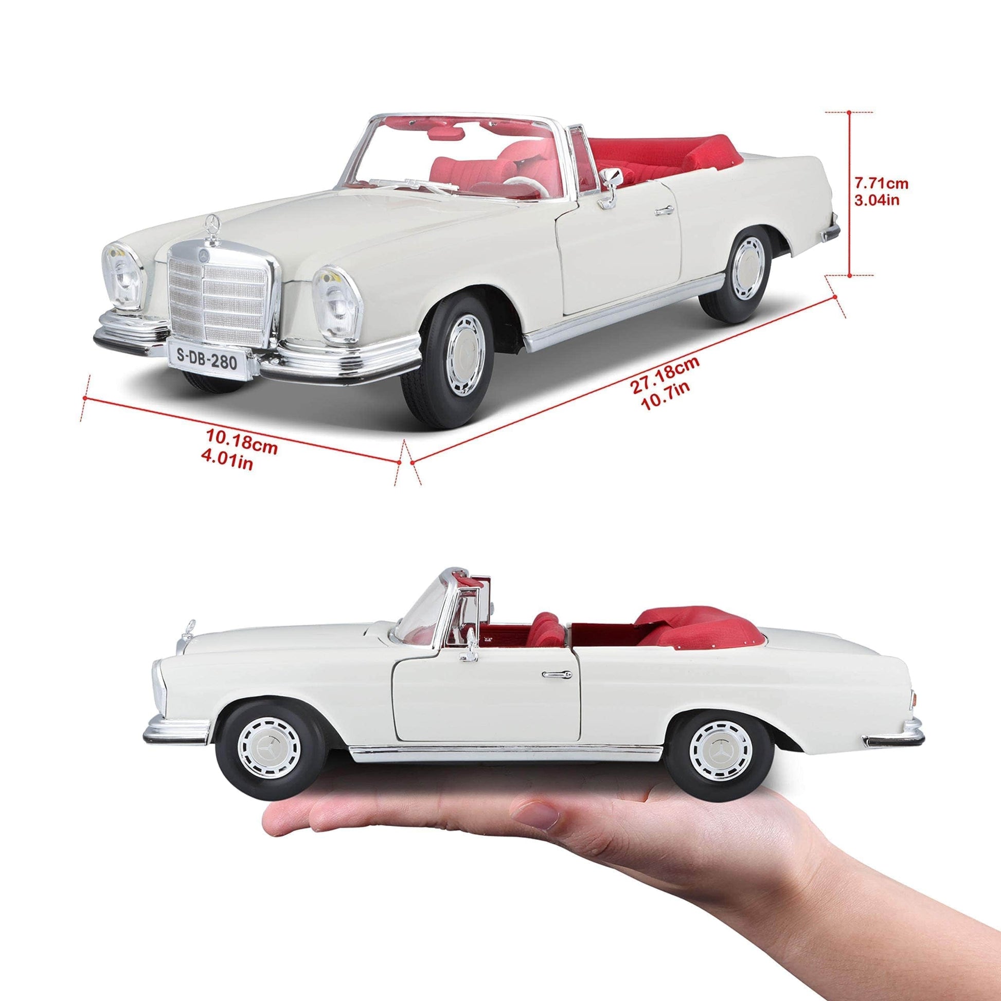 Maisto Toys 1:18 Se (B)-Mercedes 280Se. Cabrio `67 Cream