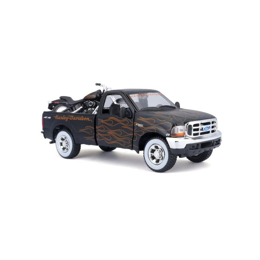 Maisto Toys 1:24 Ford F-350 Super Duty Pickup W/ 1:24 Fxstb Night Train