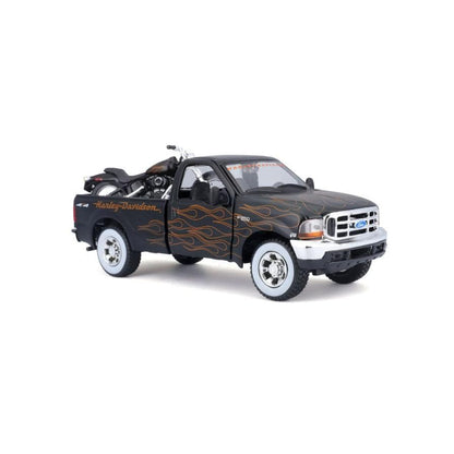 Maisto Toys 1:24 Ford F-350 Super Duty Pickup W/ 1:24 Fxstb Night Train