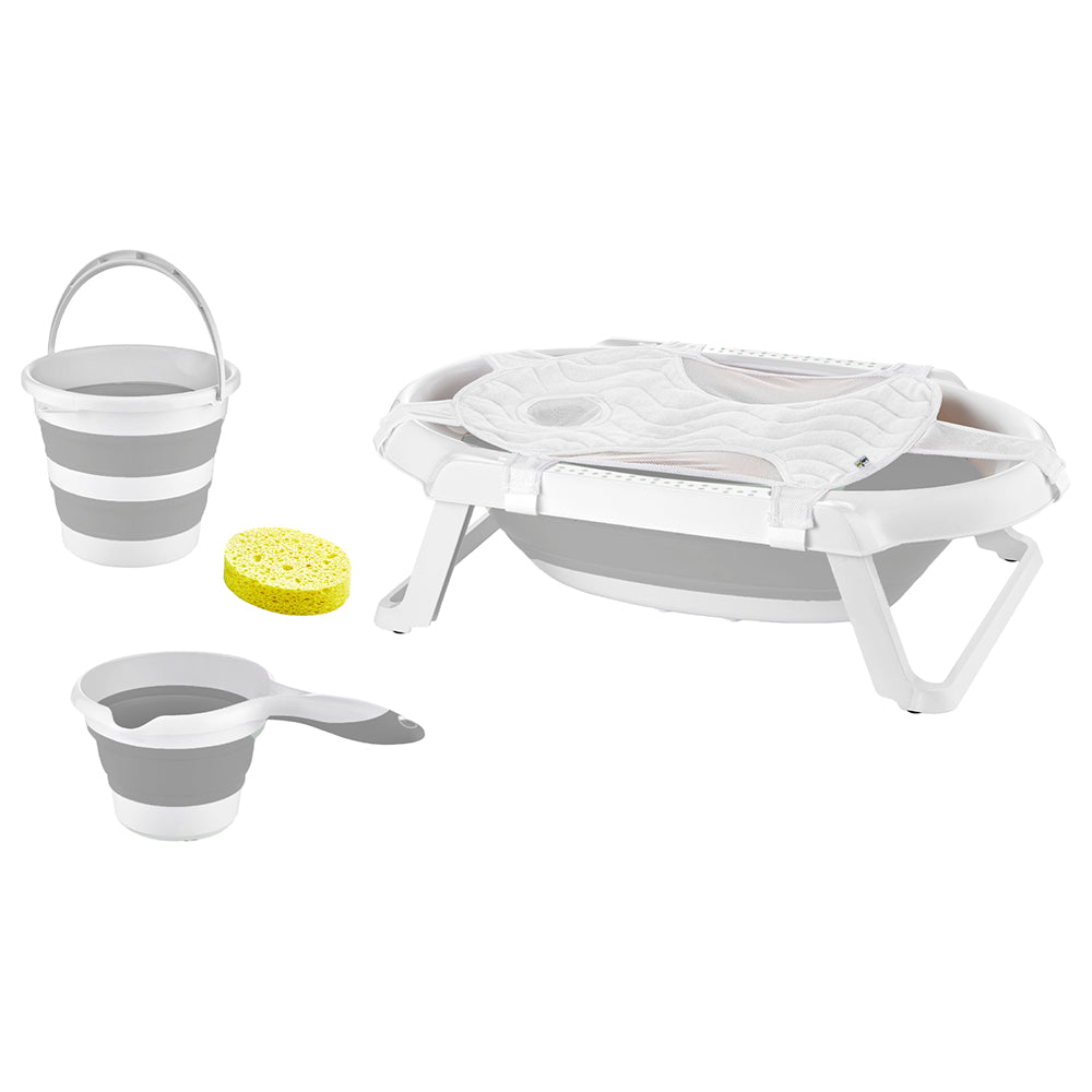 Babyjem - 5-Piece Folding Bath Set for Babies -  Newborn -  Grey -  0 Months+