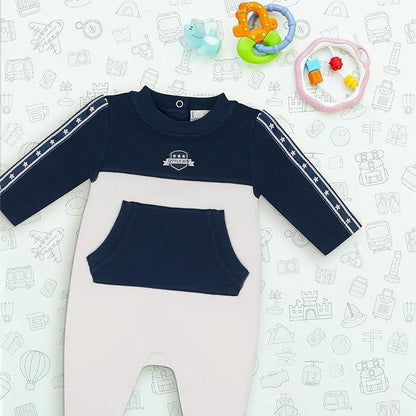 MOON 100% Cotton Sleepsuit 0-1MBlue - Navy Sports
