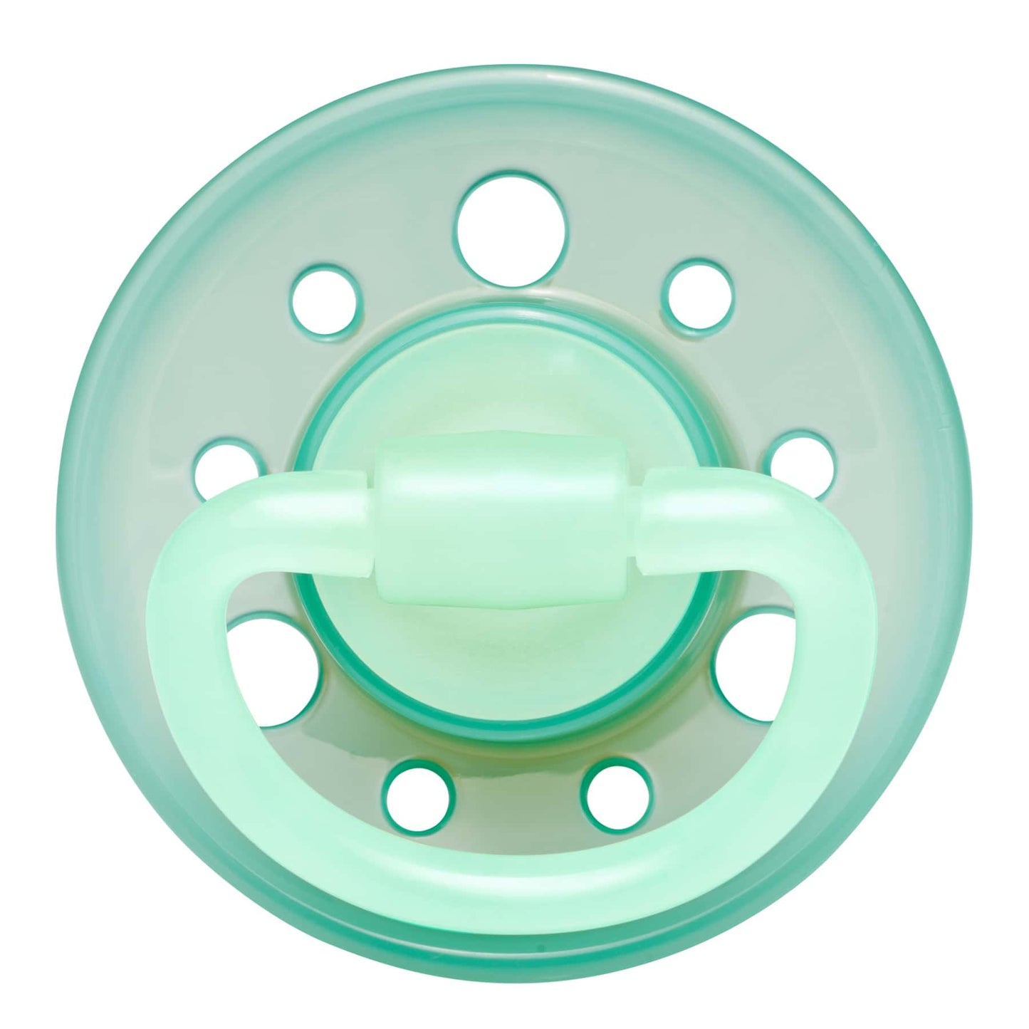 NIP baby accessories CHERRY NIGHT SOOTHER / LATEX    ROSE & GREEN   (GLOW IN THE DARK,  ROUND TEATS)"