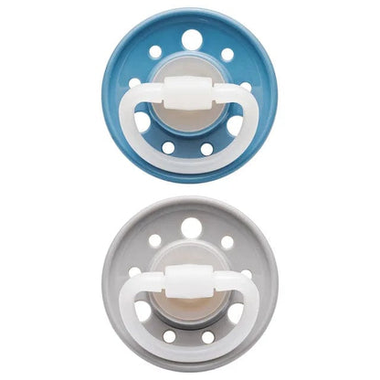 NIP baby accessories CHERRY SOOTHER LATEX    BLUE & GREY   (ROUND TEATS)