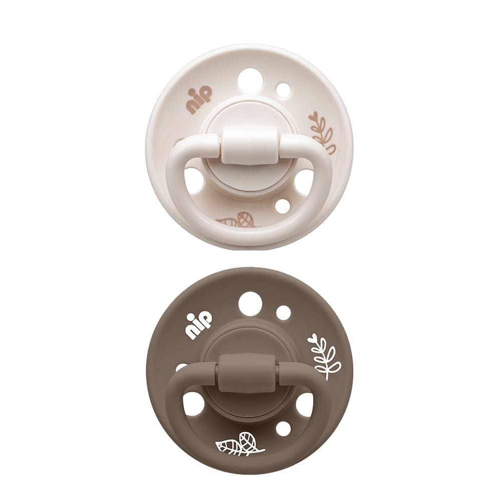 NIP baby accessories CHERRY SOOTHER / LATEX    BROWN & BEIGE   (ECO-FRIENDLY, ROUND TEATS) 0-6M