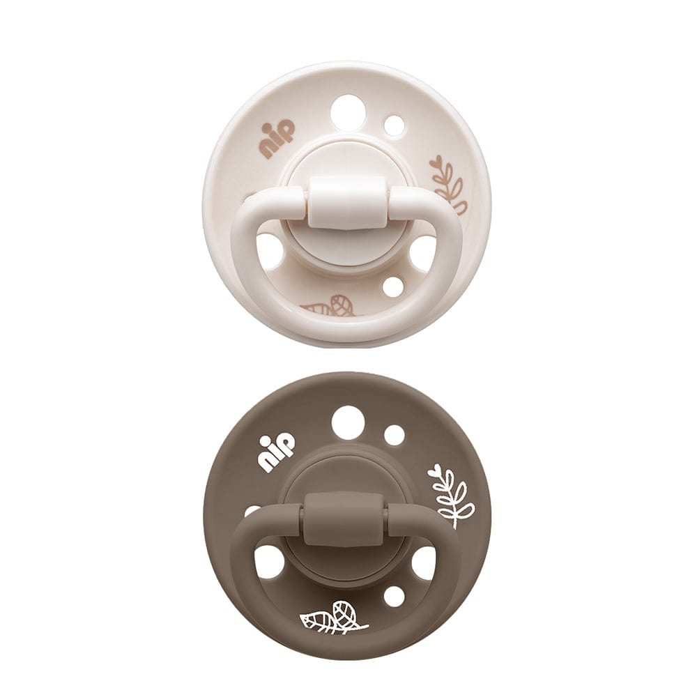 NIP baby accessories CHERRY SOOTHER / LATEX    BROWN & BEIGE   (ECO-FRIENDLY, ROUND TEATS) 6M+