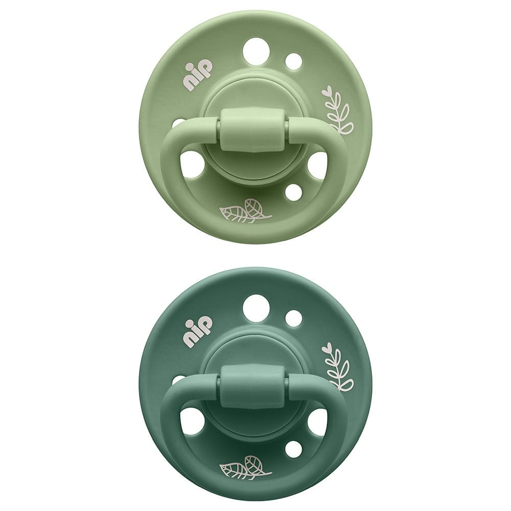 NIP baby accessories CHERRY SOOTHER / LATEX    LIGHT GREEN & DARK GREEN   (ECO-FRIENDLY, ROUND TEATS) 0-6M