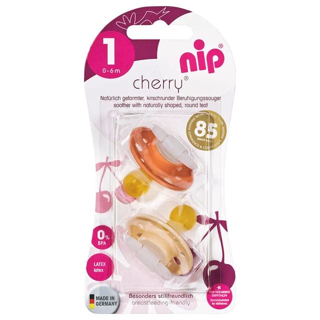 NIP baby accessories "CHERRY SOOTHER LATEX    ORANGE & BEIGE   (ROUND TEATS)