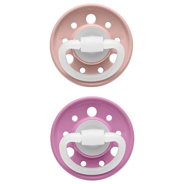 NIP baby accessories CHERRY SOOTHER LATEX    PEACH & PINK   (ROUND TEATS)