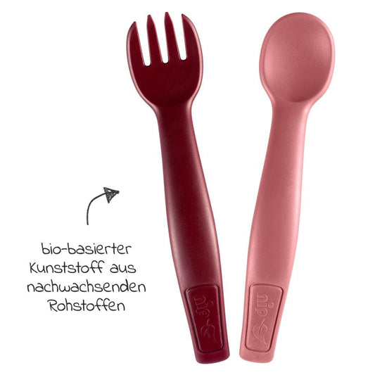 NIP baby accessories CUTLERY   RED  (BIO-BASED PLASTIC & DISHWASHER SAFE)