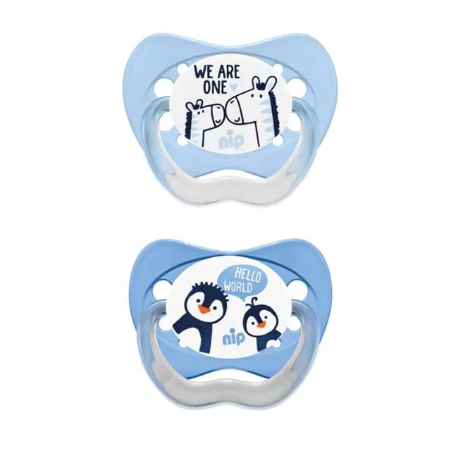 NIP baby accessories FAMILY  SOOTHERS / SILICONE   HORSE & PENGUIN   (ANATOMICAL TEATS)