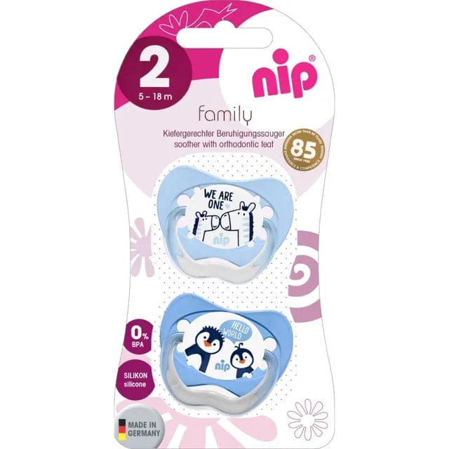 NIP baby accessories FAMILY  SOOTHERS / SILICONE    HORSE & PENGUIN   (ANATOMICAL TEATS)