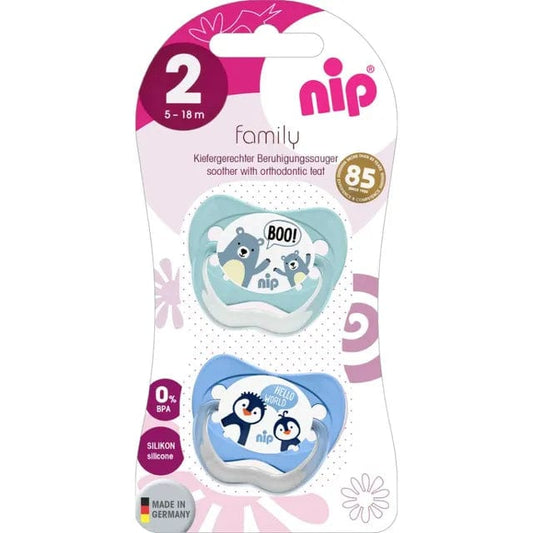 NIP baby accessories FAMILY  SOOTHERS / SILICONE    PENGUIN & BEAR   (ANATOMICAL TEATS)