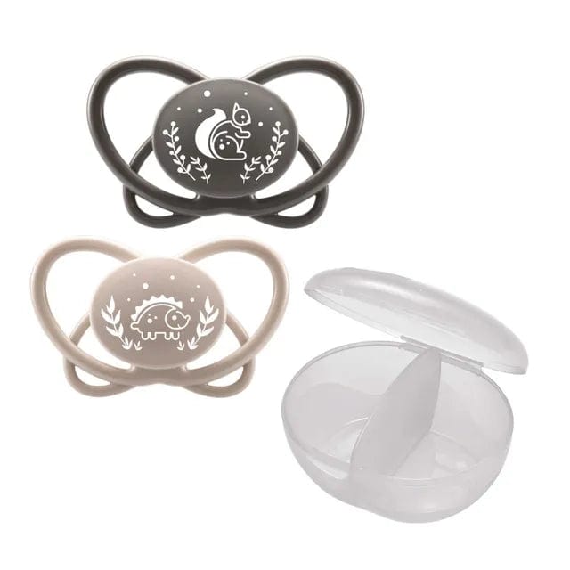 NIP baby accessories FIRST  MOMENTS SOOTHER  ""MY BUTTERFLY""  GREY & BLACK   (SYMMETRICAL TEATS) 5-18M