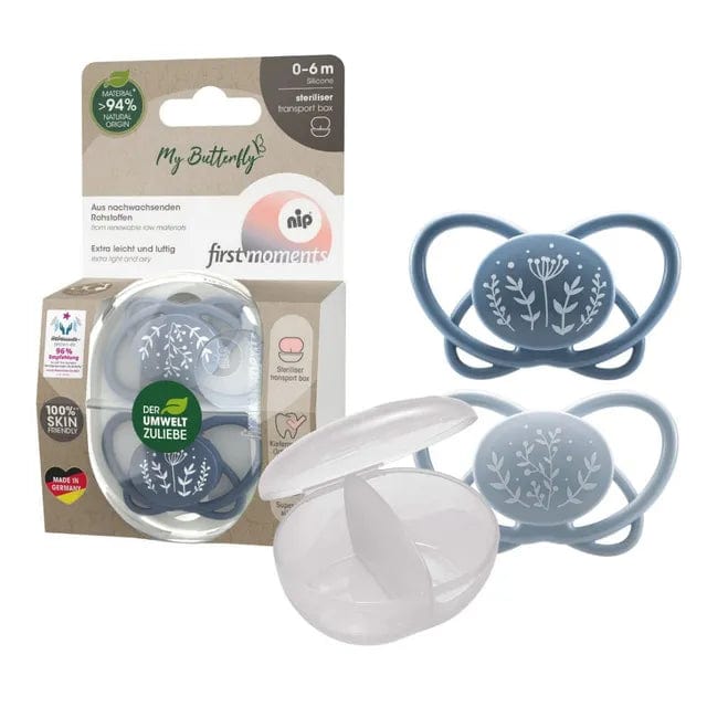 NIP baby accessories "FIRST  MOMENTS SOOTHER  ""MY BUTTERFLY""  LIGHT BLUE & BLUE   (SYMMETRICAL TEATS)"