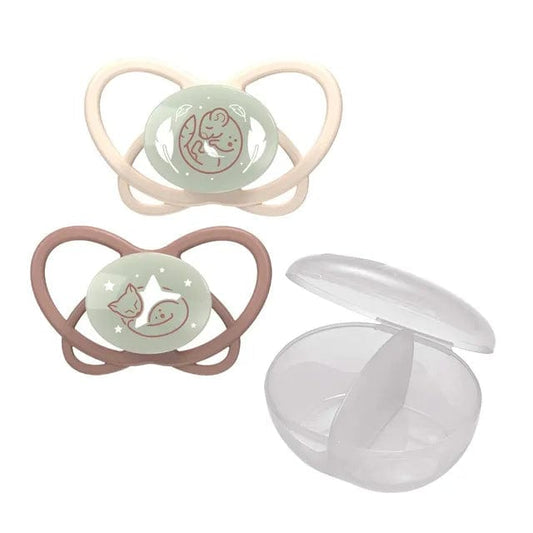 NIP baby accessories FIRST  MOMENTS SOOTHER  ""MY BUTTERFLY""  LIGHT BROWN & BROWN  (GLOW IN THE DARK, SYMMETRICAL TEATS)  5-18M