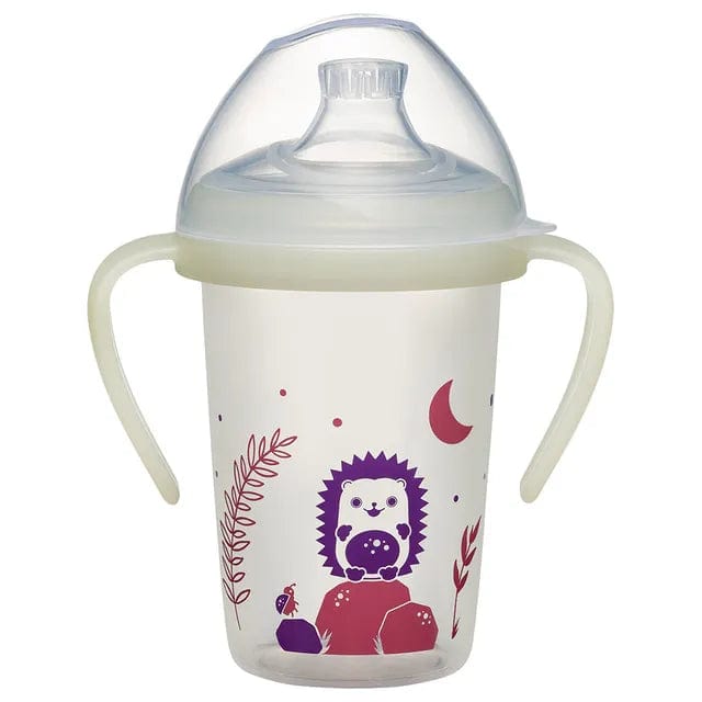 NIP Baby accessories FIRST MOMENTS TRAINING BOTTLE   GLOW IN THE DARK  HEDGEHOG   (SOFT SPOUT - WIDE LIP PAD) 270ML