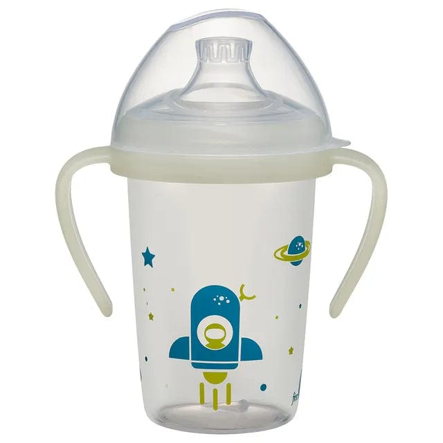 NIP Baby accessories FIRST MOMENTS TRAINING BOTTLE  GLOW IN THE DARK /  ROCKET   (SOFT SPOUT - WIDE LIP PAD)  (SOFT SPOUT - WIDE LIP PAD) 270ML