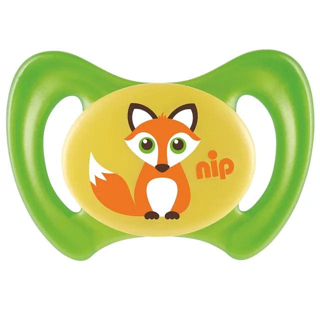 NIP baby accessories "MISS DENTI  SOOTHERS / SILICONE  GREEN FOX   (ANATOMICAL TEATS WITH WINGS)"