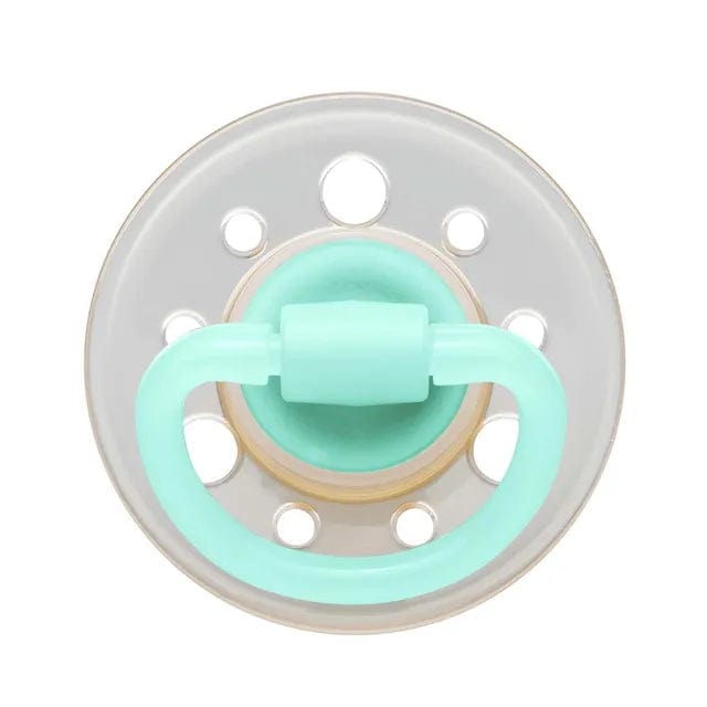 NIP baby accessories of CHERRY NIGHT SOOTHER / LATEX    WHITE & BLACK   (GLOW IN THE DARK,  ROUND TEATS)