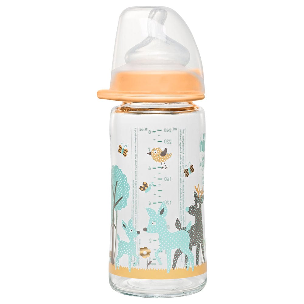 NIP Baby accessories WIDE NECK GLASS BOTTLE   DEER GIRL   (ANATOMICAL TEAT-M) 240ML