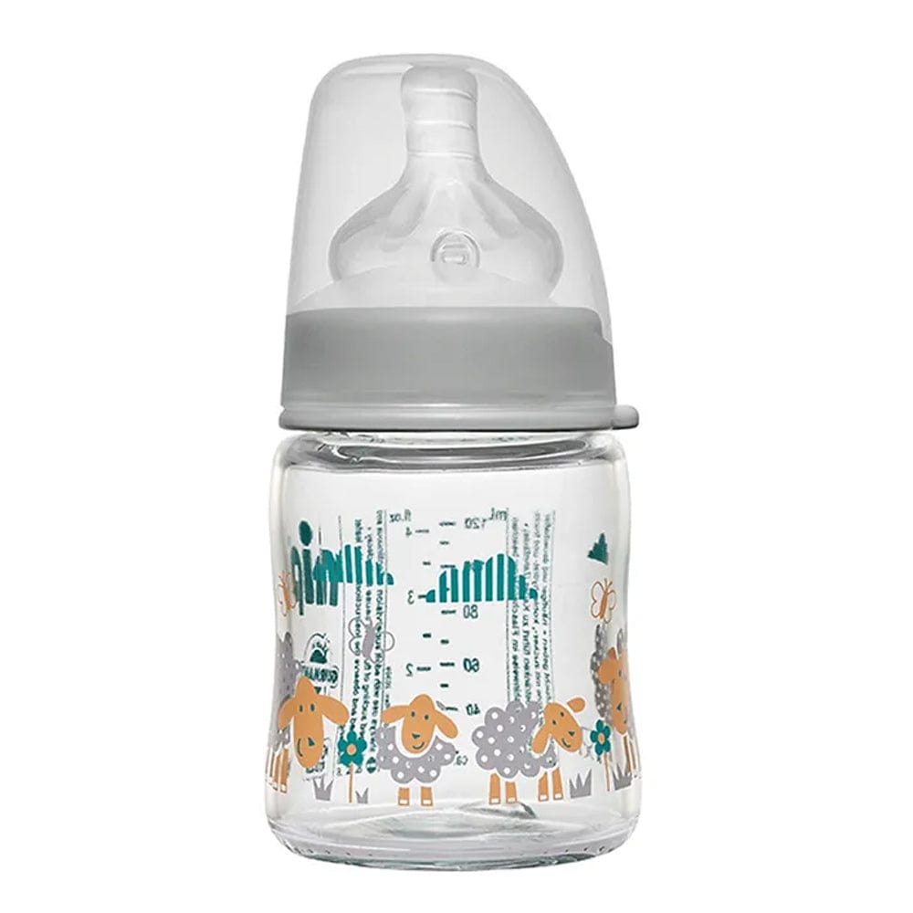 NIP Baby accessories WIDE NECK GLASS BOTTLE   GREY SHEEP   (ROUND TEAT-S) 120ML