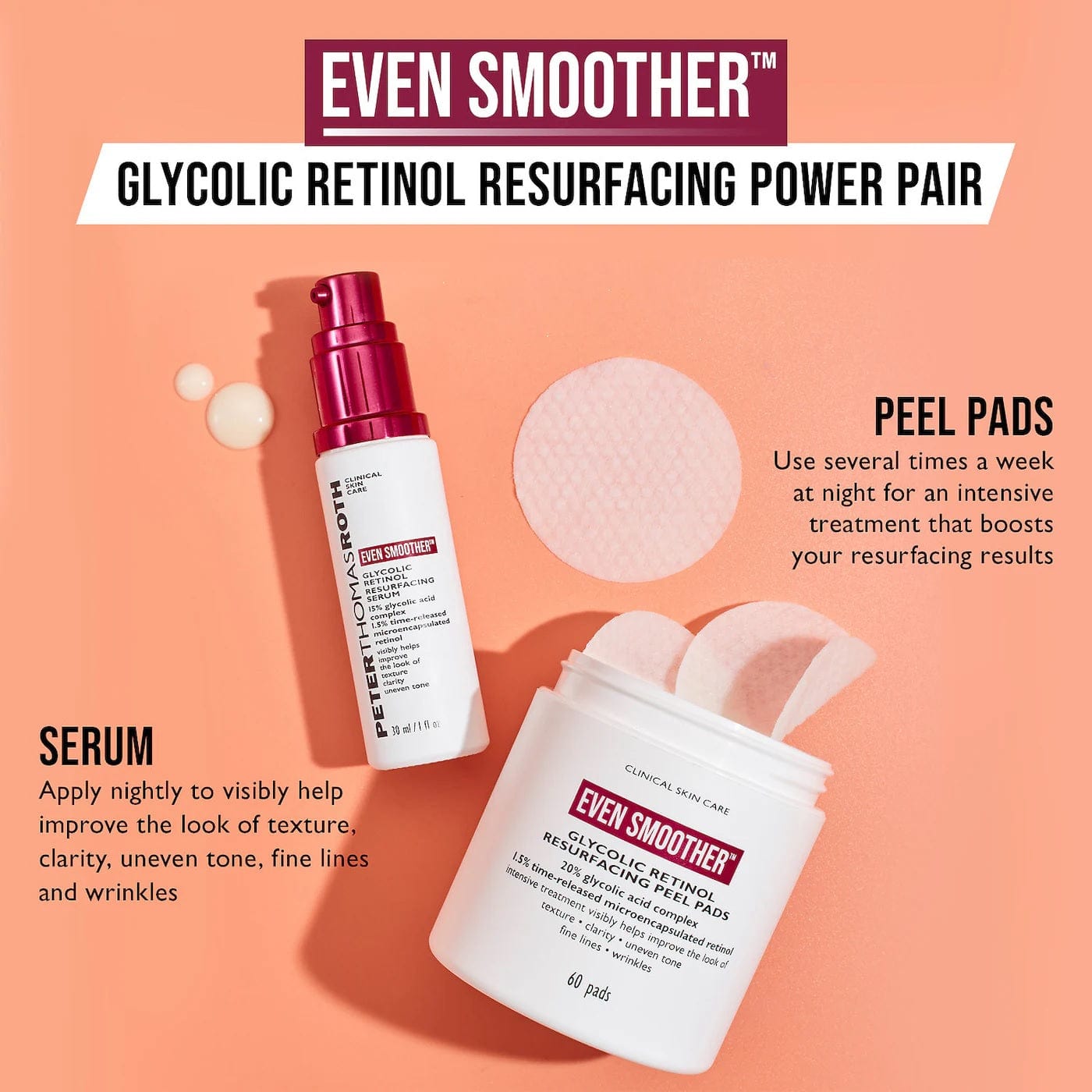 Peter Thomas Roth Beauty Peter Thomas Roth Even Smoother Glycolic Retinol Resurfacing Peel Pads