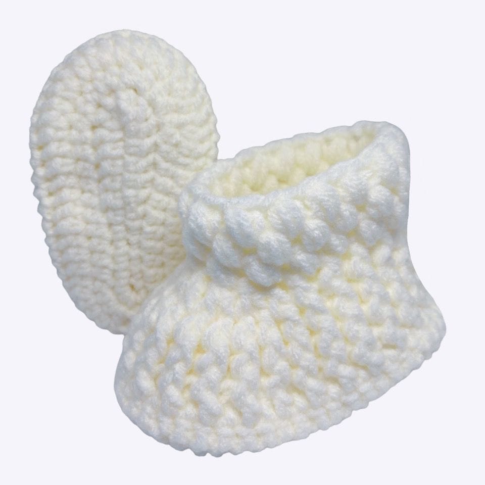 Pikkaboo Babies Pikkaboo Cuddles and Snuggles Crochet Baby Booties - White