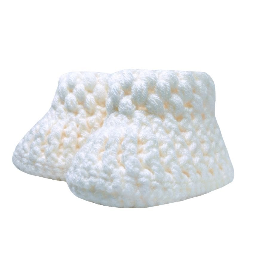 Pikkaboo Babies Pikkaboo Cuddles and Snuggles Crochet Baby Booties - White