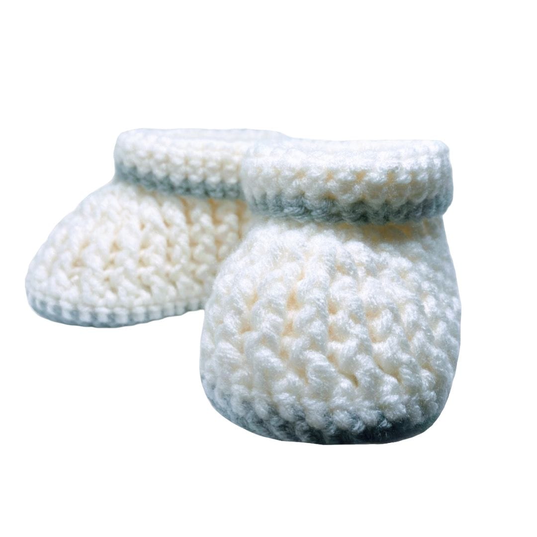 Pikkaboo Babies Pikkaboo Cuddles and Snuggles Crochet Baby Booties - White & Grey