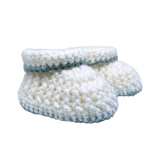 Pikkaboo Babies Pikkaboo Cuddles and Snuggles Crochet Baby Booties - White & Grey