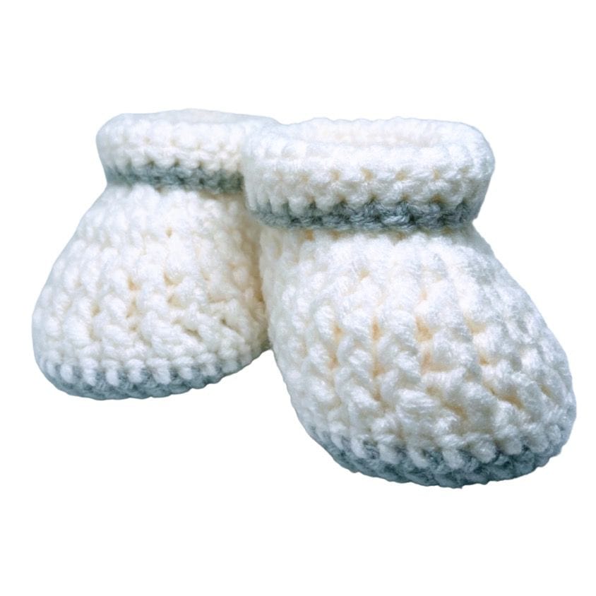 Pikkaboo Babies Pikkaboo Cuddles and Snuggles Crochet Baby Booties - White & Grey