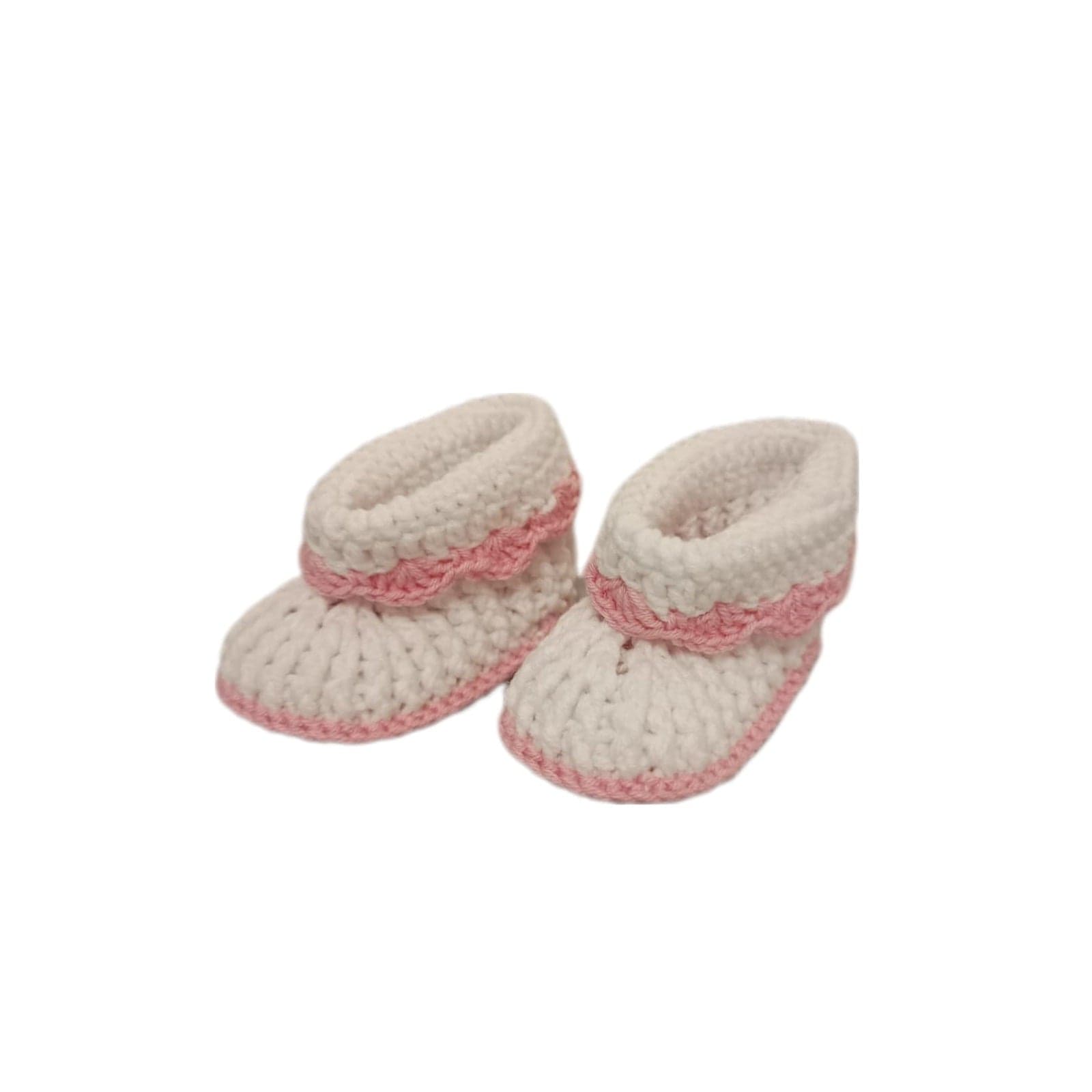 Pikkaboo Babies Pikkaboo HeavenlyHugs Handmade Crochet Booties - Pink & White