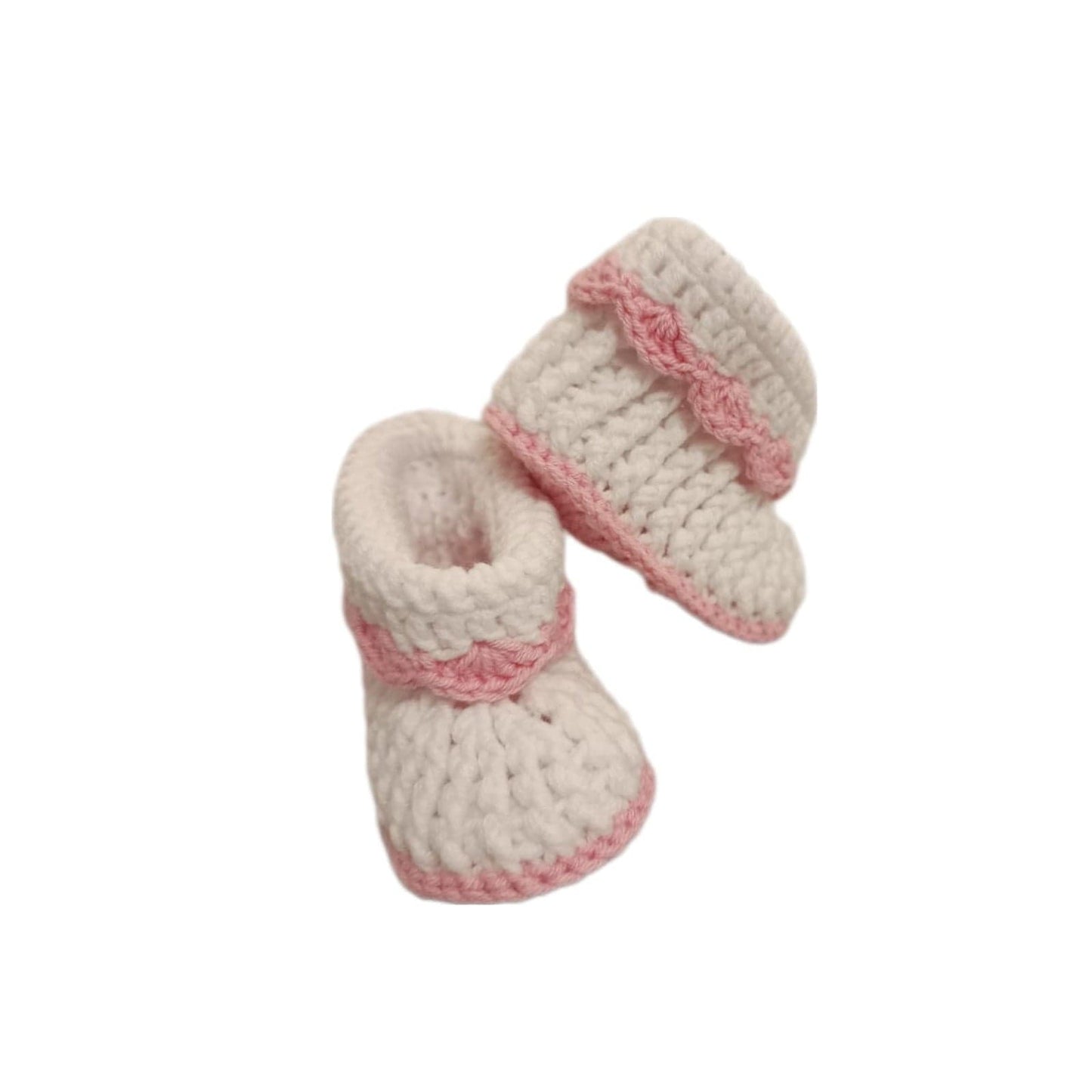 Pikkaboo Babies Pikkaboo HeavenlyHugs Handmade Crochet Booties - Pink & White