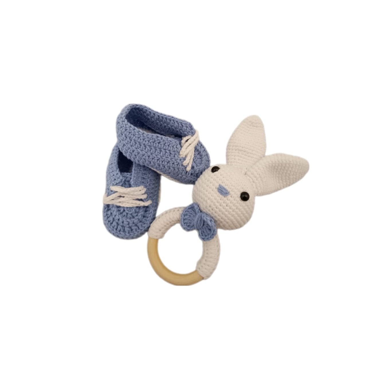 Pikkaboo Babies Pikkaboo HeavenlyHugs Mr. Rabbit Handmade Crochet Teether and Booties