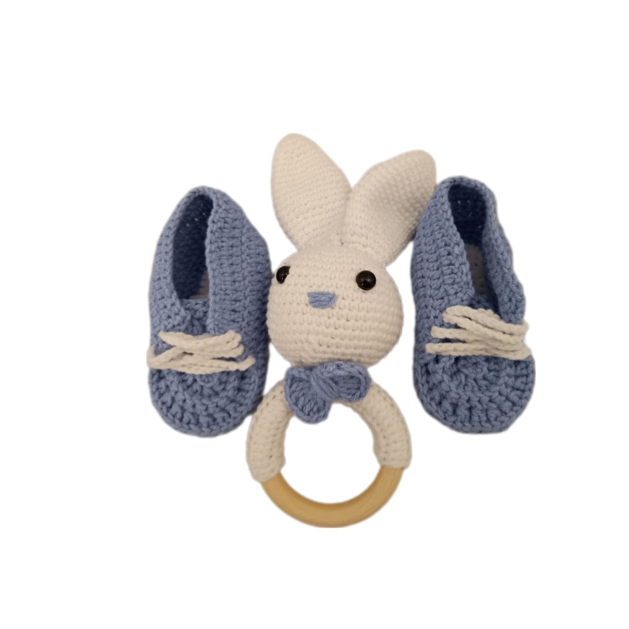 Pikkaboo Babies Pikkaboo HeavenlyHugs Mr. Rabbit Handmade Crochet Teether and Booties