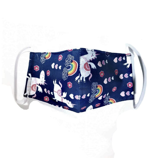 Pikkaboo Babies Pikkaboo Washable Mask - Navy Blue Unicorn Mini Kids