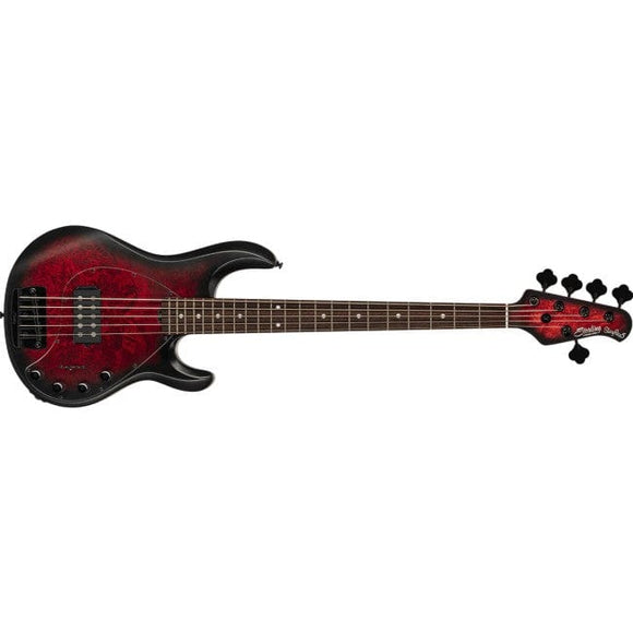 Sterling By Music Man guitar Sterling by Music Man StingRay RAY35PB Electric Bass Guitar - Dark Scarlet Burst Satin