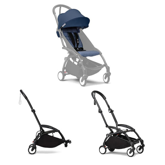 Stokke YOYO3 Black Frame & 6+ Air France Blue Bundle