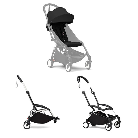 Stokke YOYO3 White Frame & 6+ Black Bundle